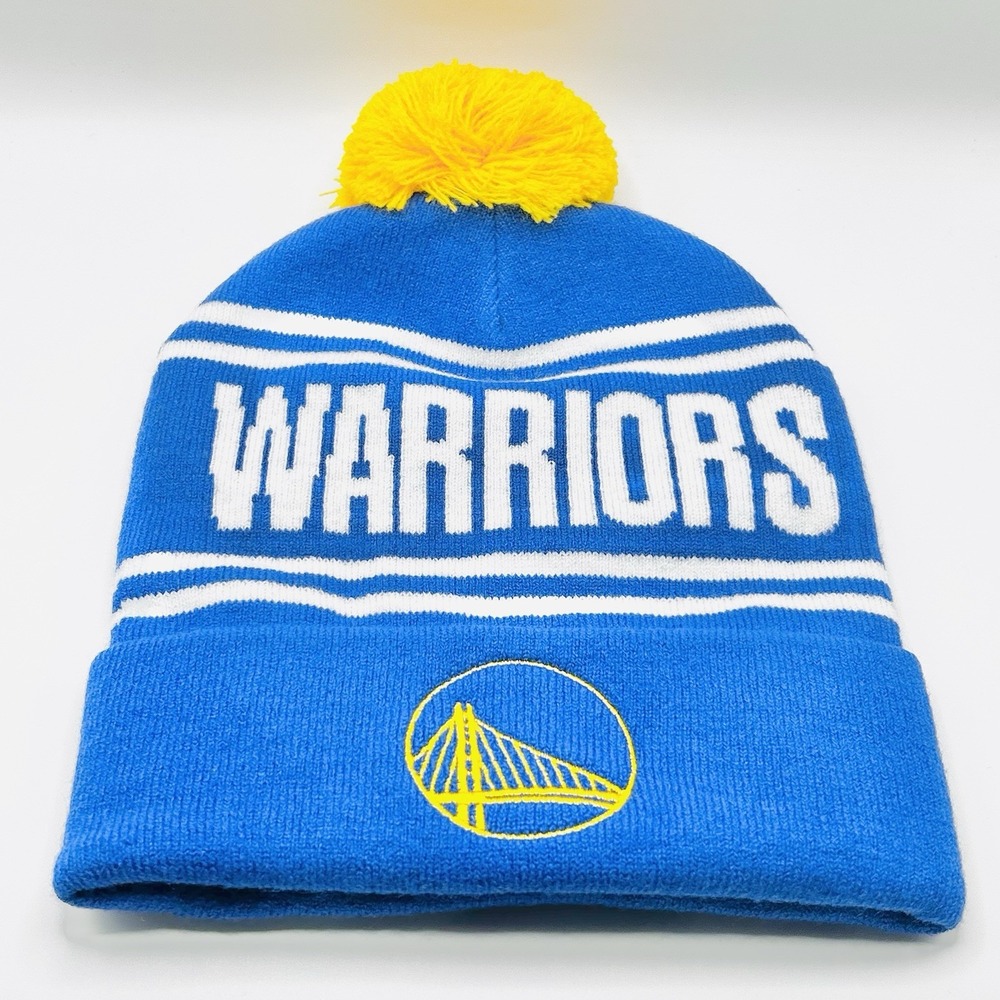 Golden State Warriors NBA Waymo Promotional Beanie Hat Cap Pom Cuff Knit Blue